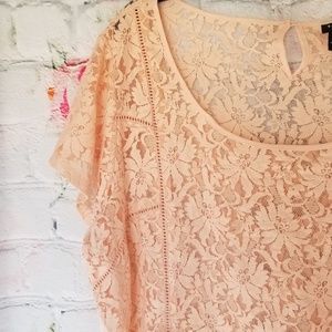 Torrid Peach Lacey Floral Blouse,  size To